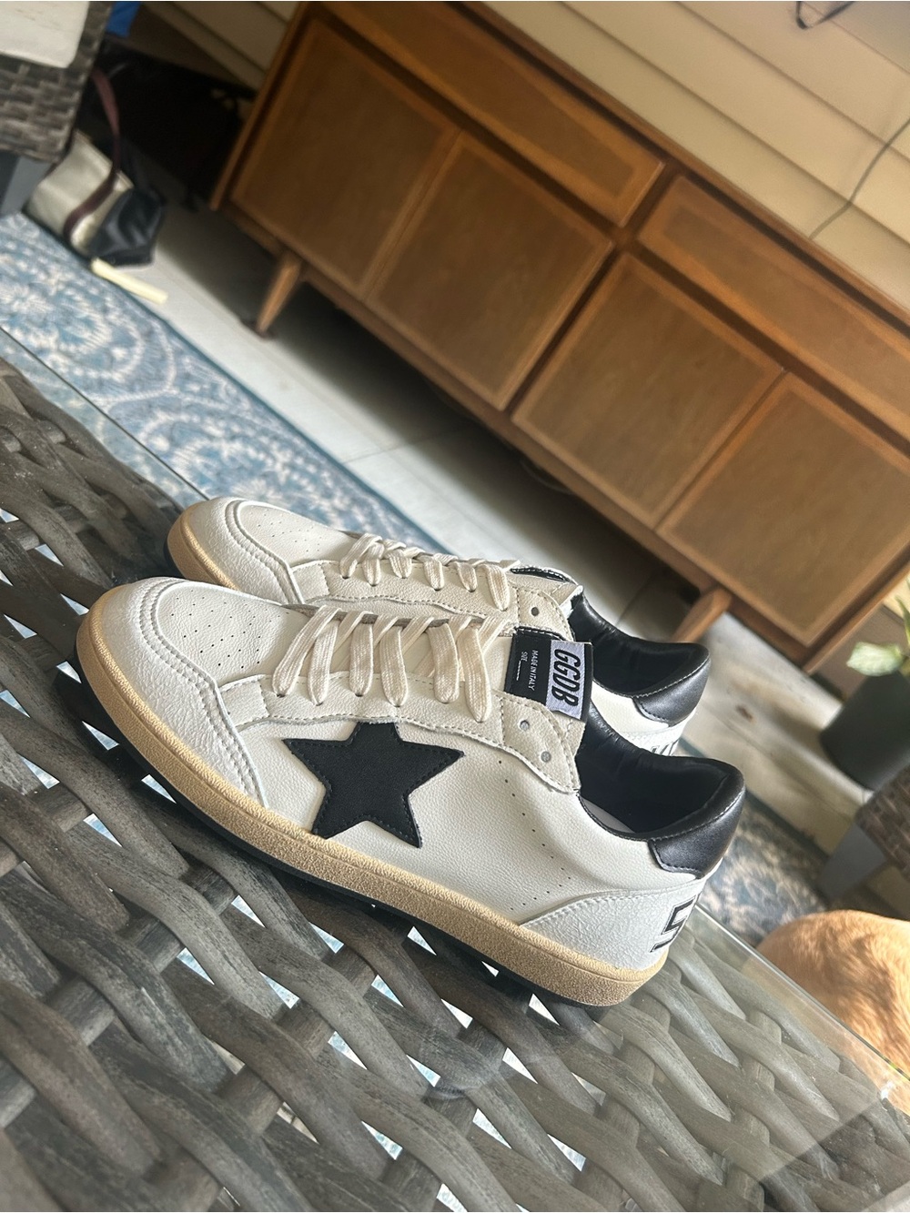 Golden Goose White Sneakers with Black Star